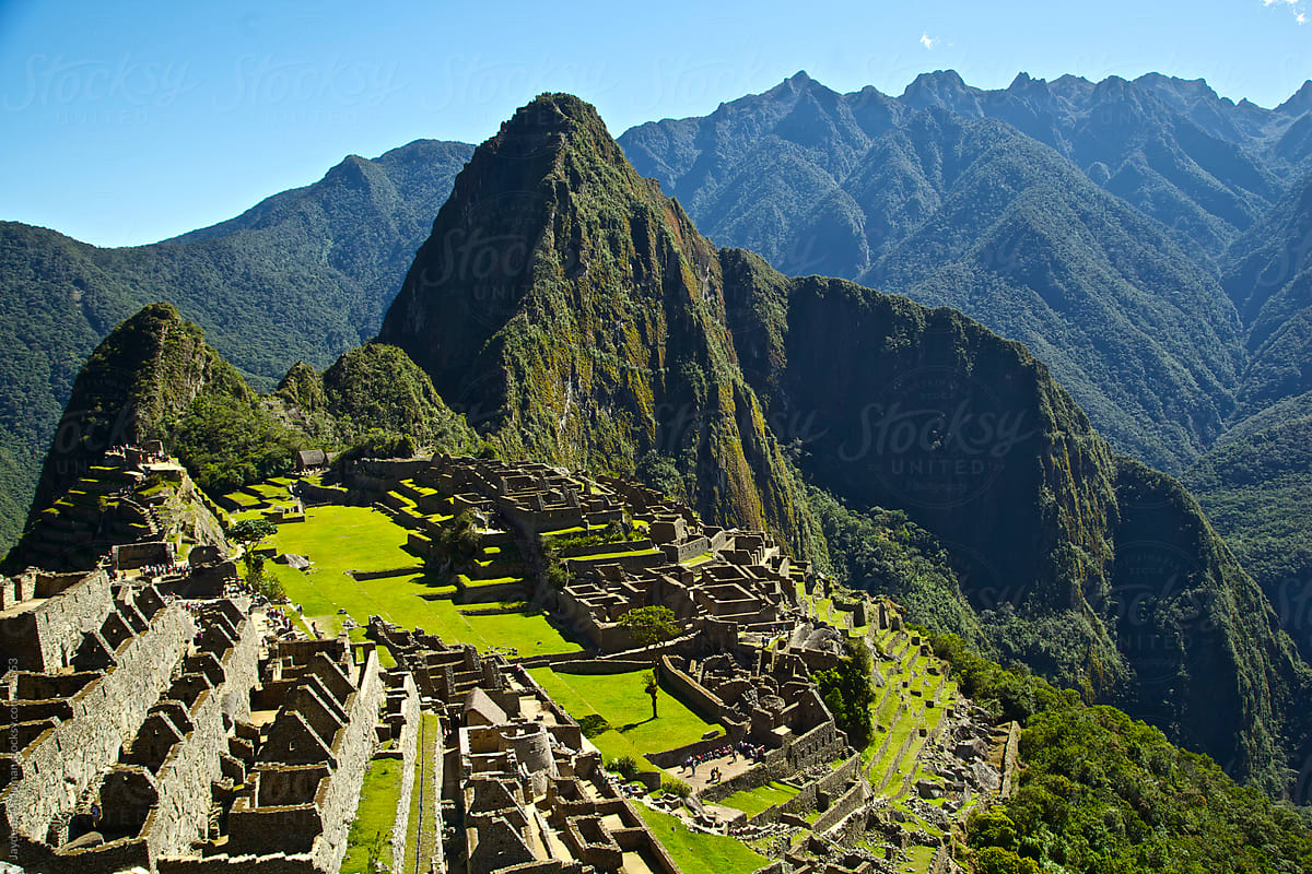 Spectacular view point down to Machu Picchu ruins, Unesco World Heritage Site, Peru