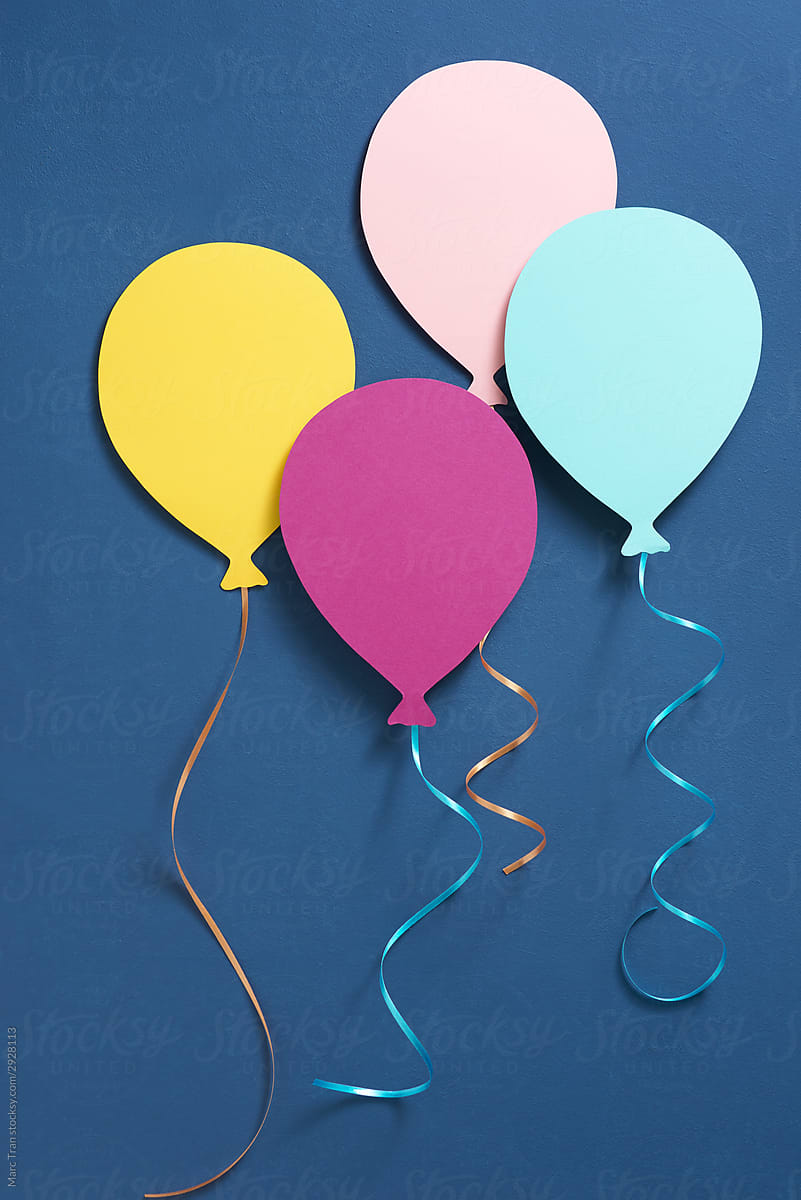 Happy Birthday Card with balloon on blue background