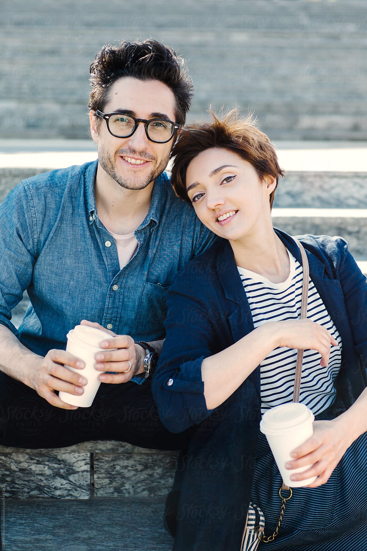 Adult couple with coffee