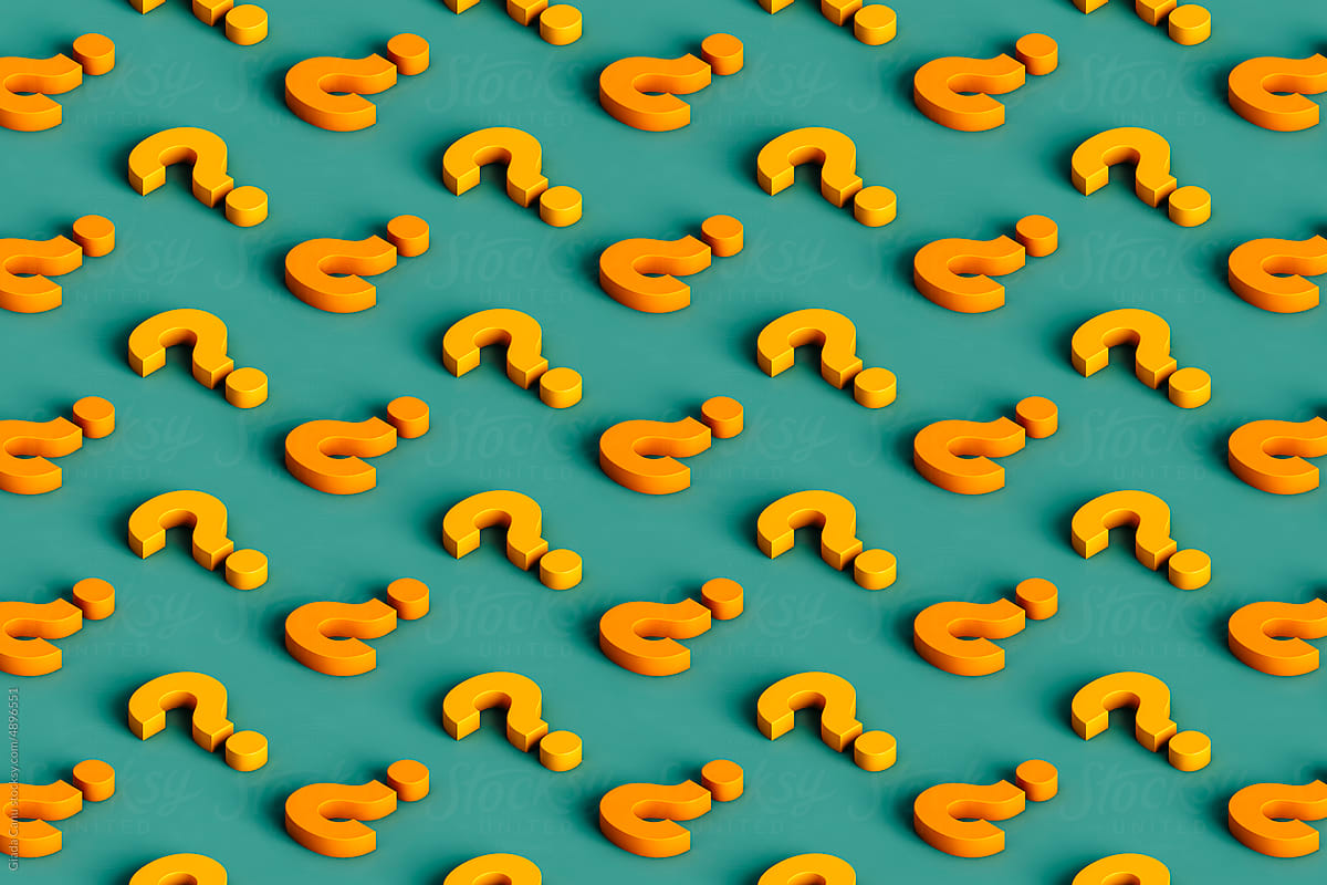 isometric pattern of yellow question marks