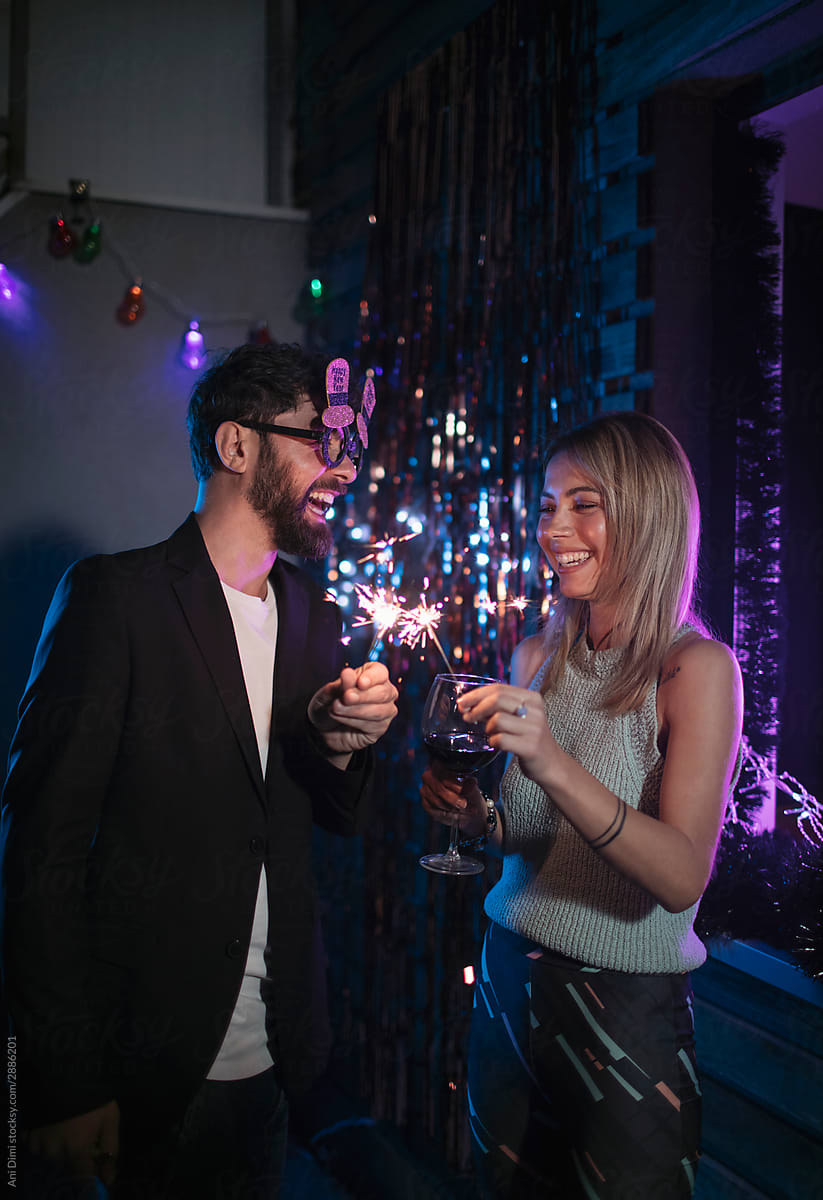 Couple Celebrating New Year\'s Eve