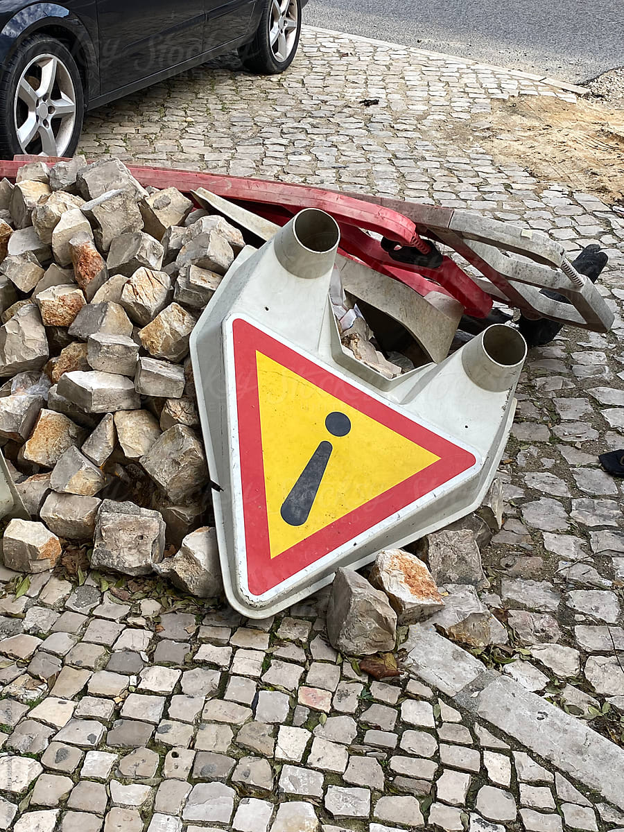 Road sign on a parking space