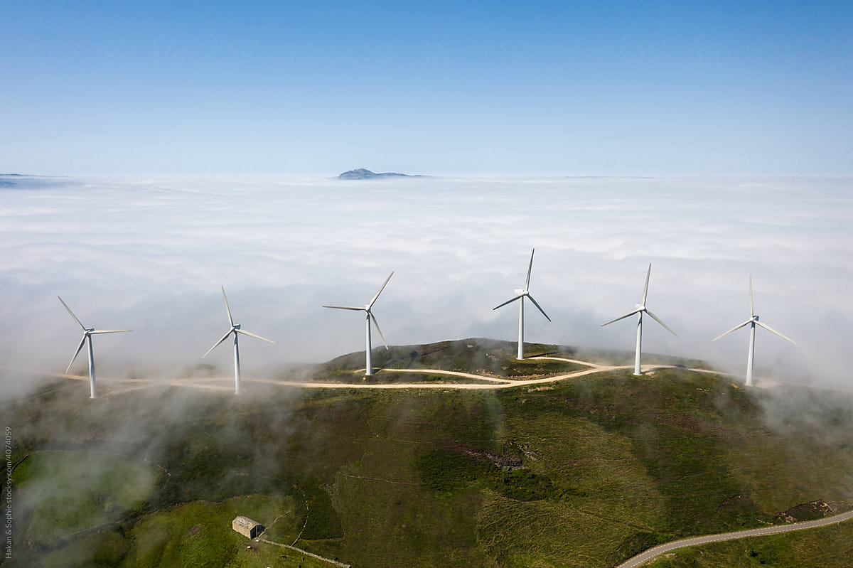 Six electric generating windmills