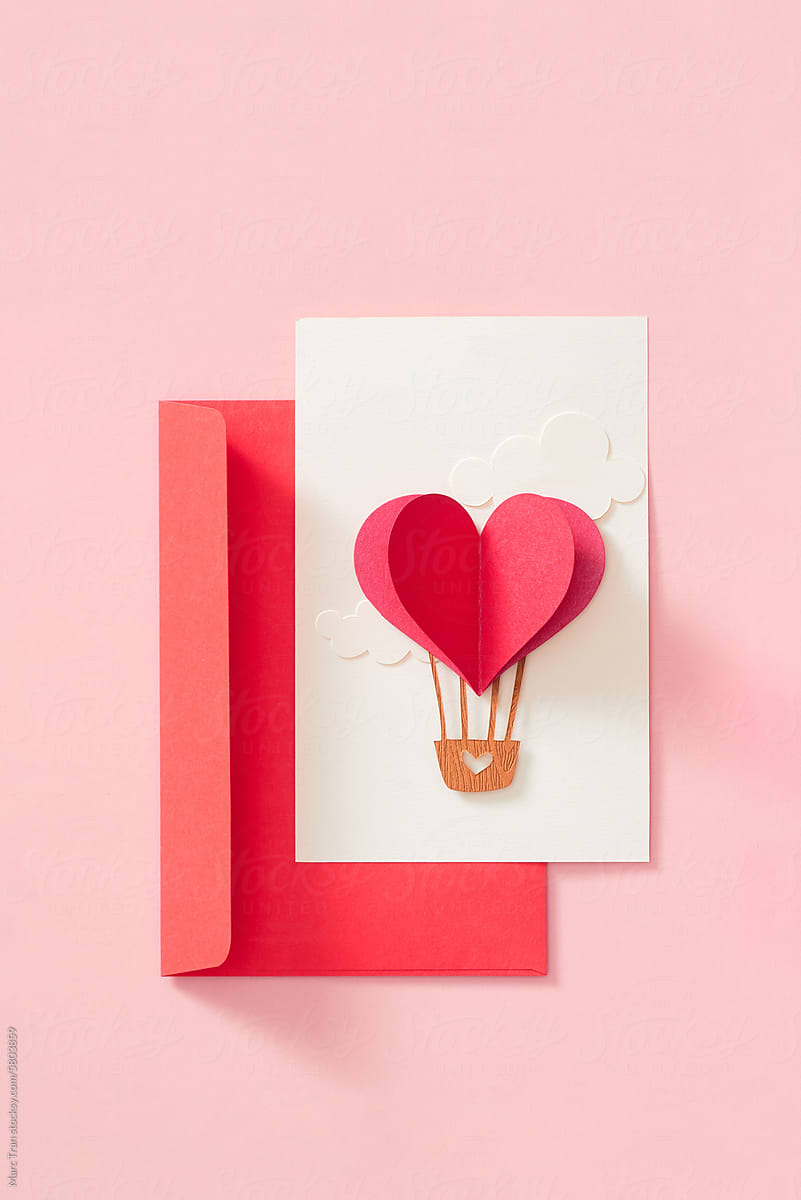 Valentine\'s day card with paper craft