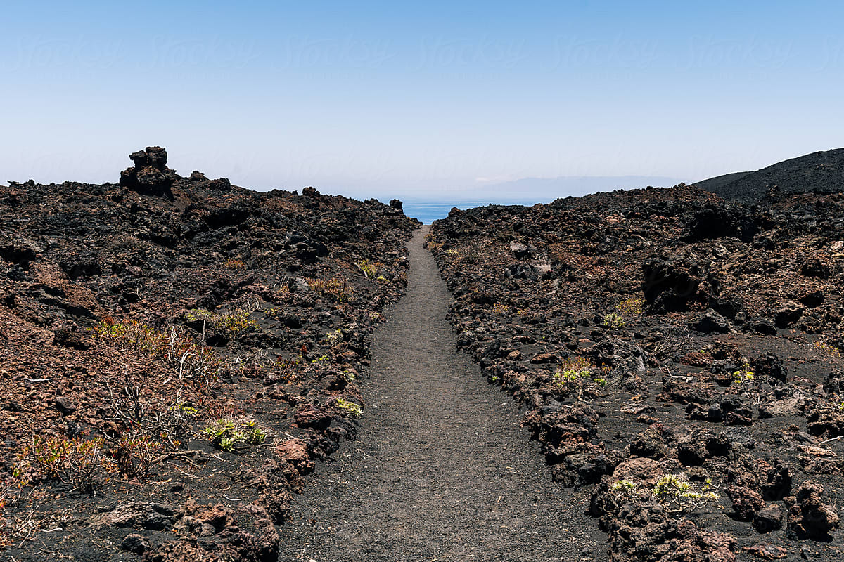 hard and rocky lava trail