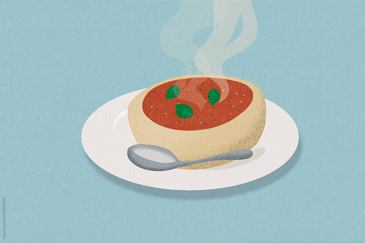 Tomato and Basil soup Illustration