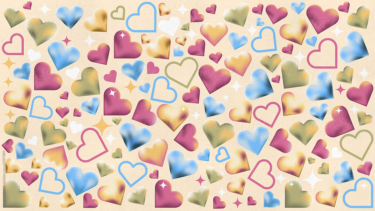 colorful hearts pattern background.