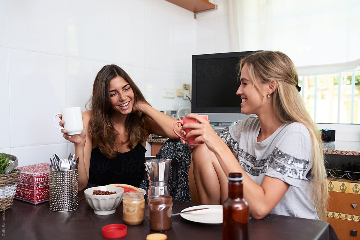 Friends Laughing While Having Breakfast By Stocksy Contributor Guille Faingold Stocksy 
