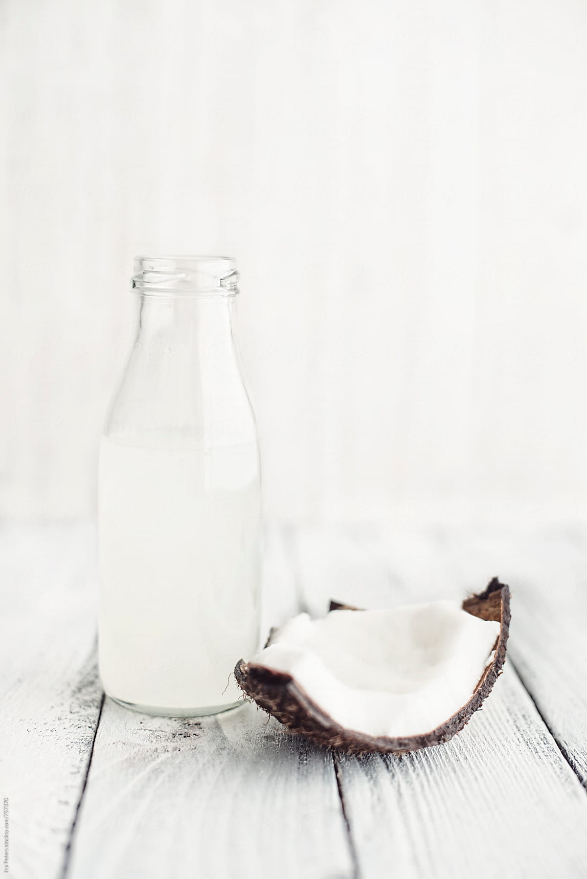 Food: Coconut Water in a bottle with Nut
