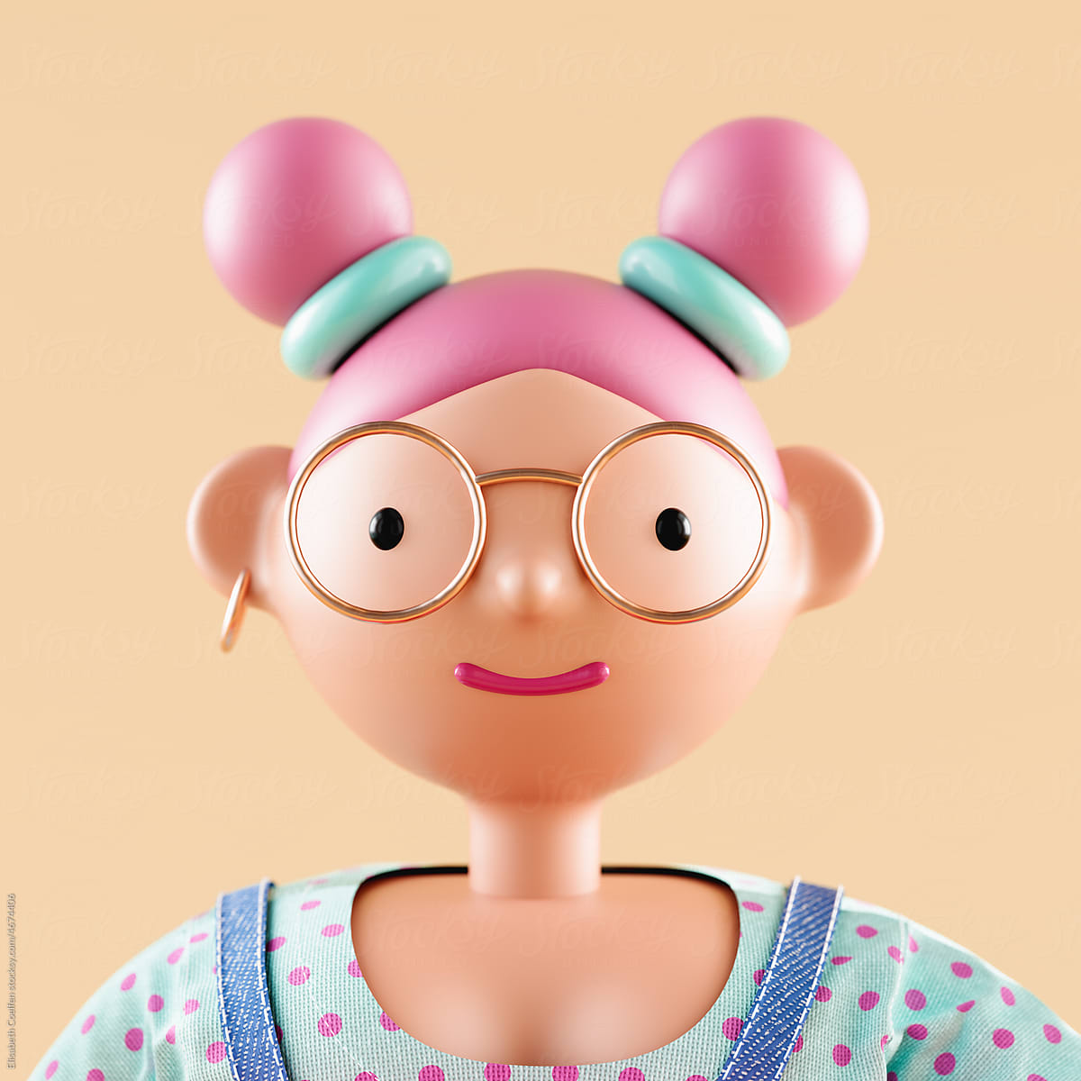 Portrait of a cute 3d woman character