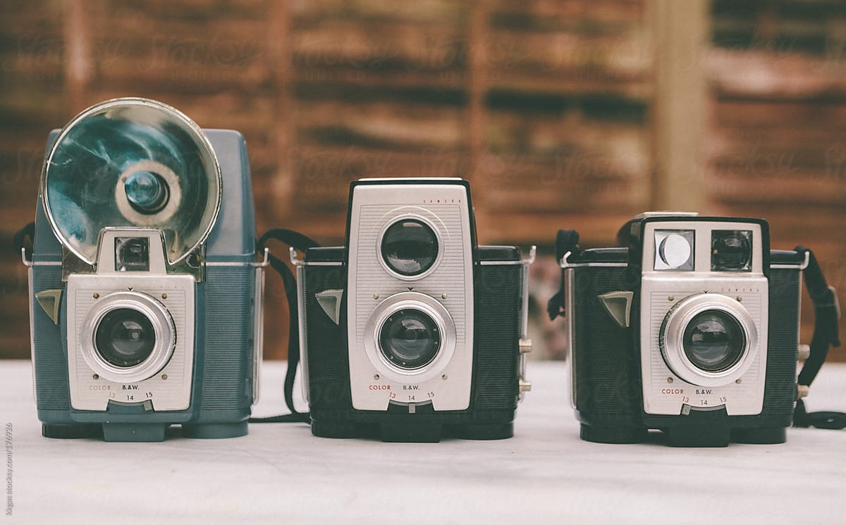 Vintage photographic cameras.