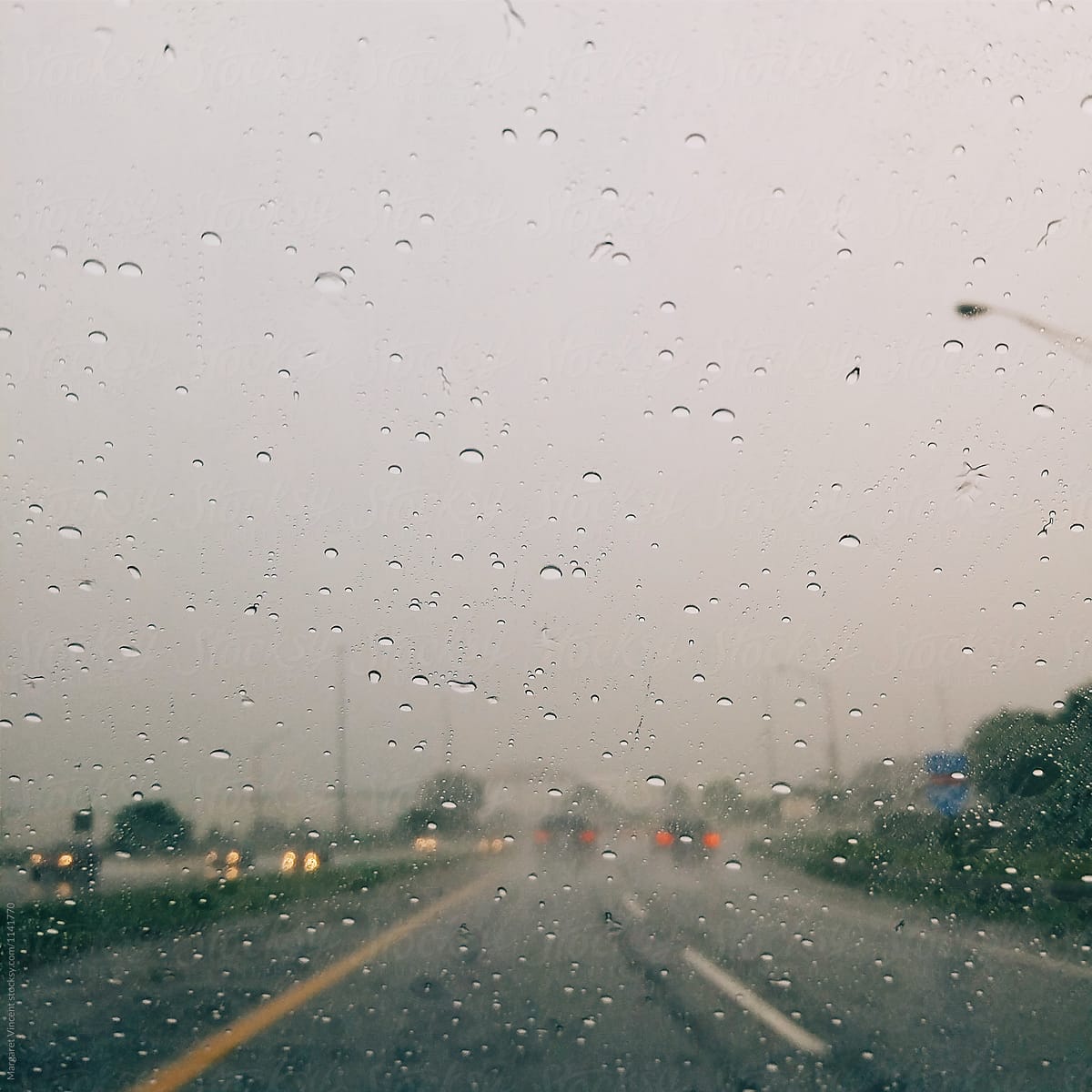 low visibility driving on a rainy day