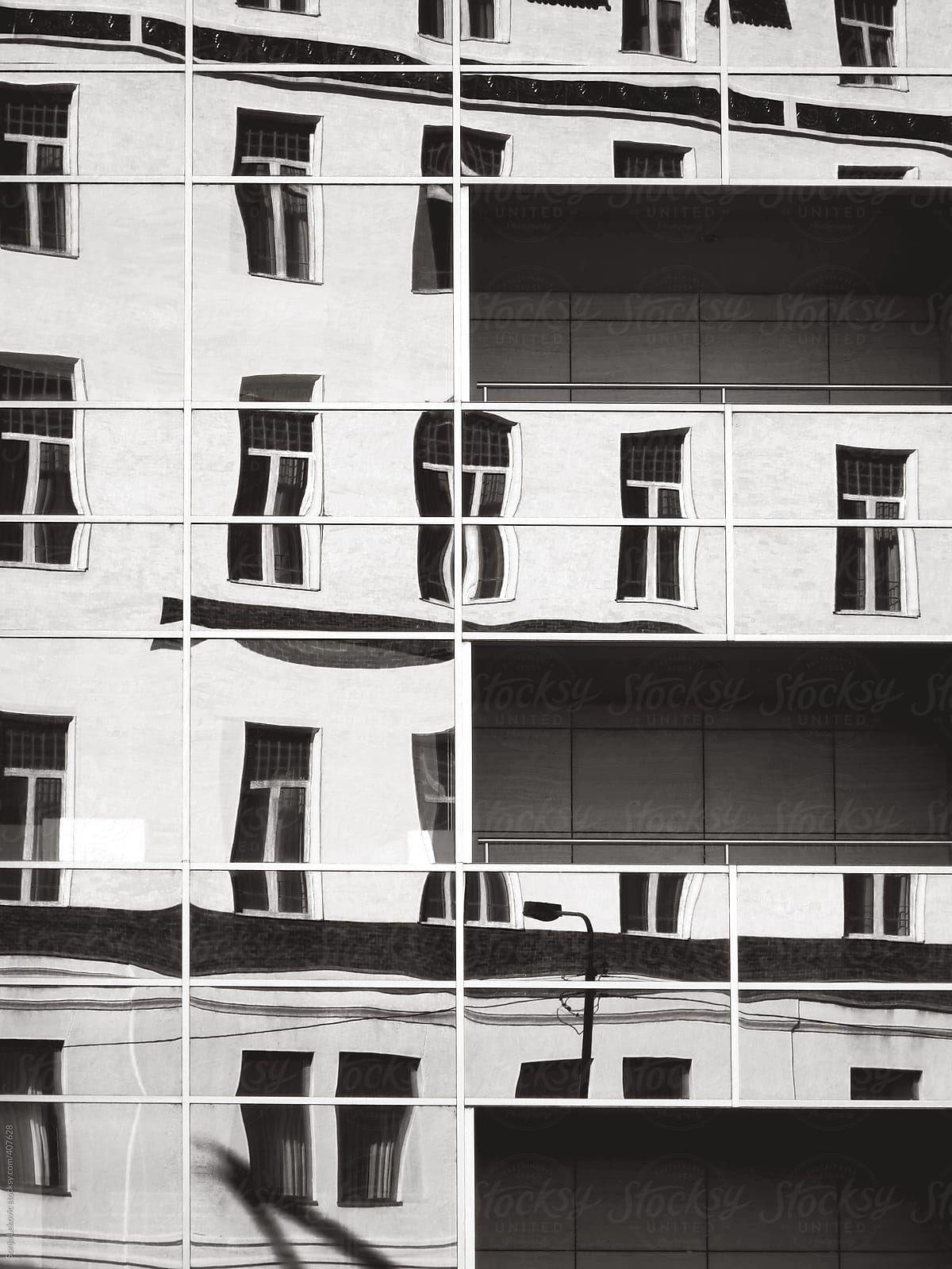 black and white building windows composition