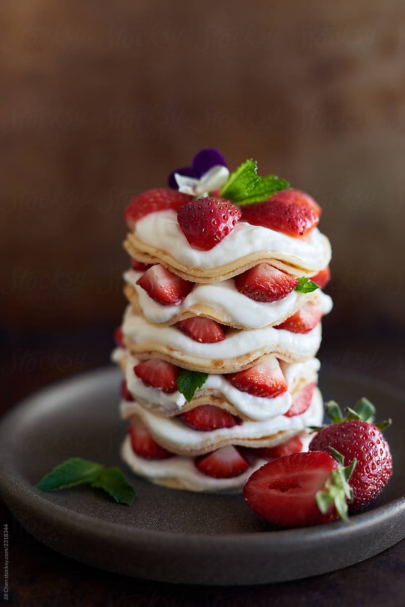 Strawberry crepe cake