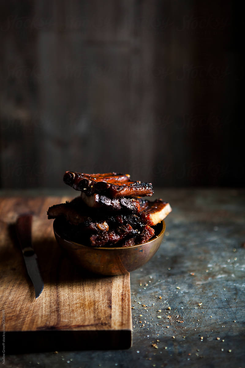 Grilled BBQ meat  Ribs