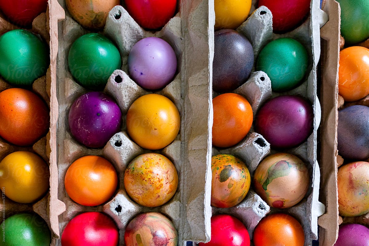 Homemade colorful Easter eggs