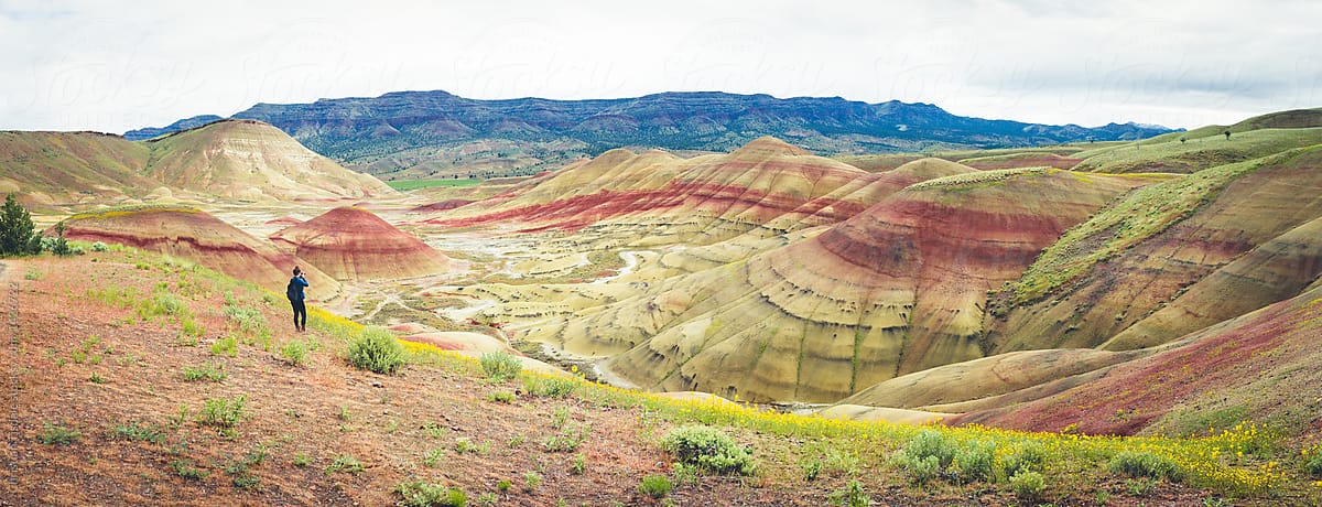 A photographer shooting the Painted Hills, Oregon