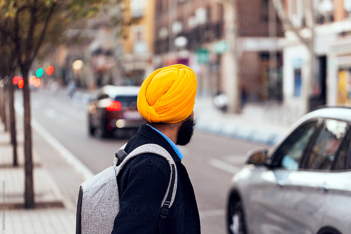 Unrecognizable Indian Sikh in the street