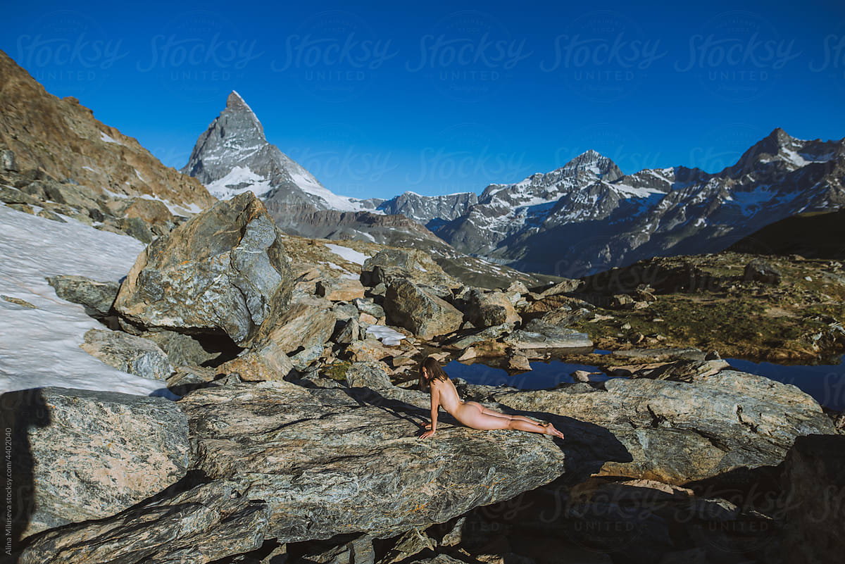 Morning yoga at mountains