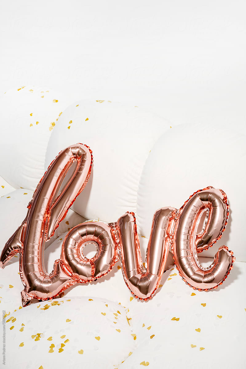 Rose Gold Love Balloon with Golden Confetti