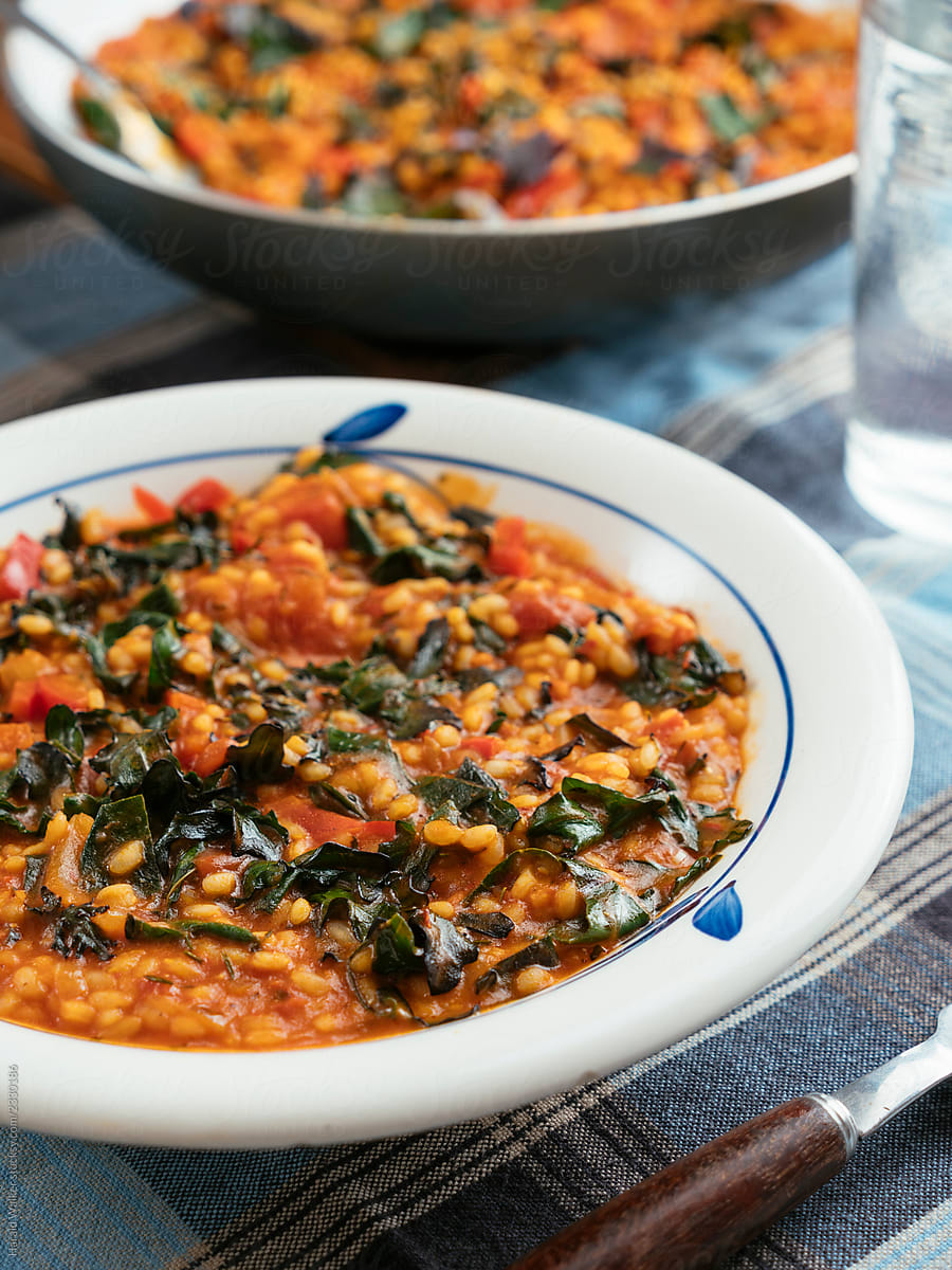 Tomato Risotto with Kale