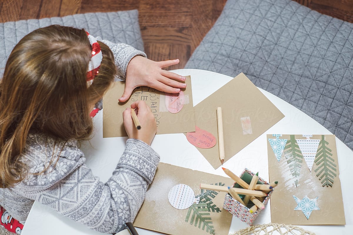 Child Making Christmas Cards