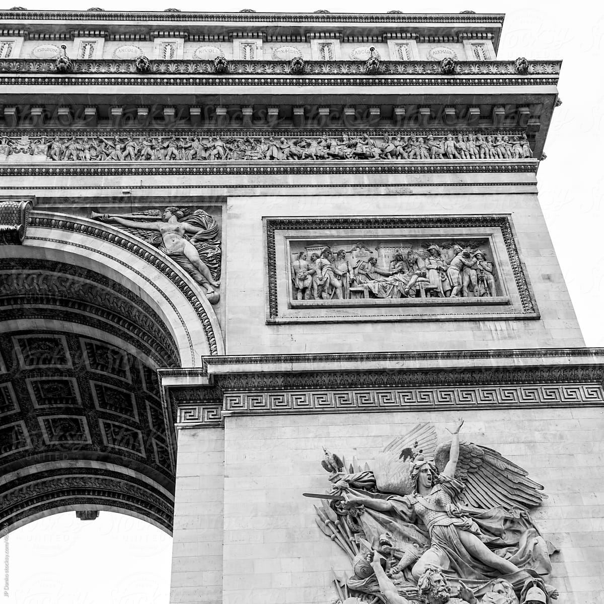 Black and White Vintage Film Medium Format Style Photograph of the Arc De Triomphe