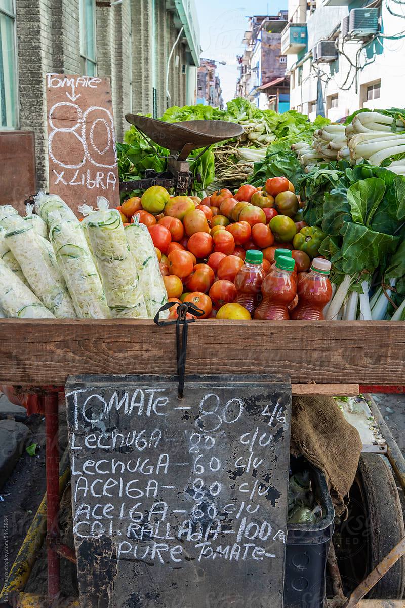 Vegetable Street Stall In Havana