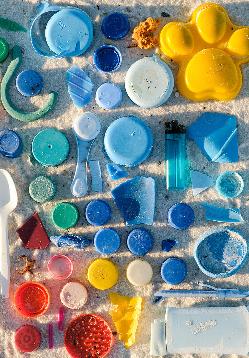 Plastic Trash Found on a Beach