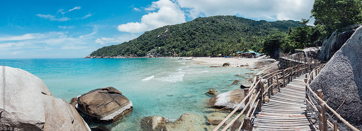 Panorama of tropical island paradise beach