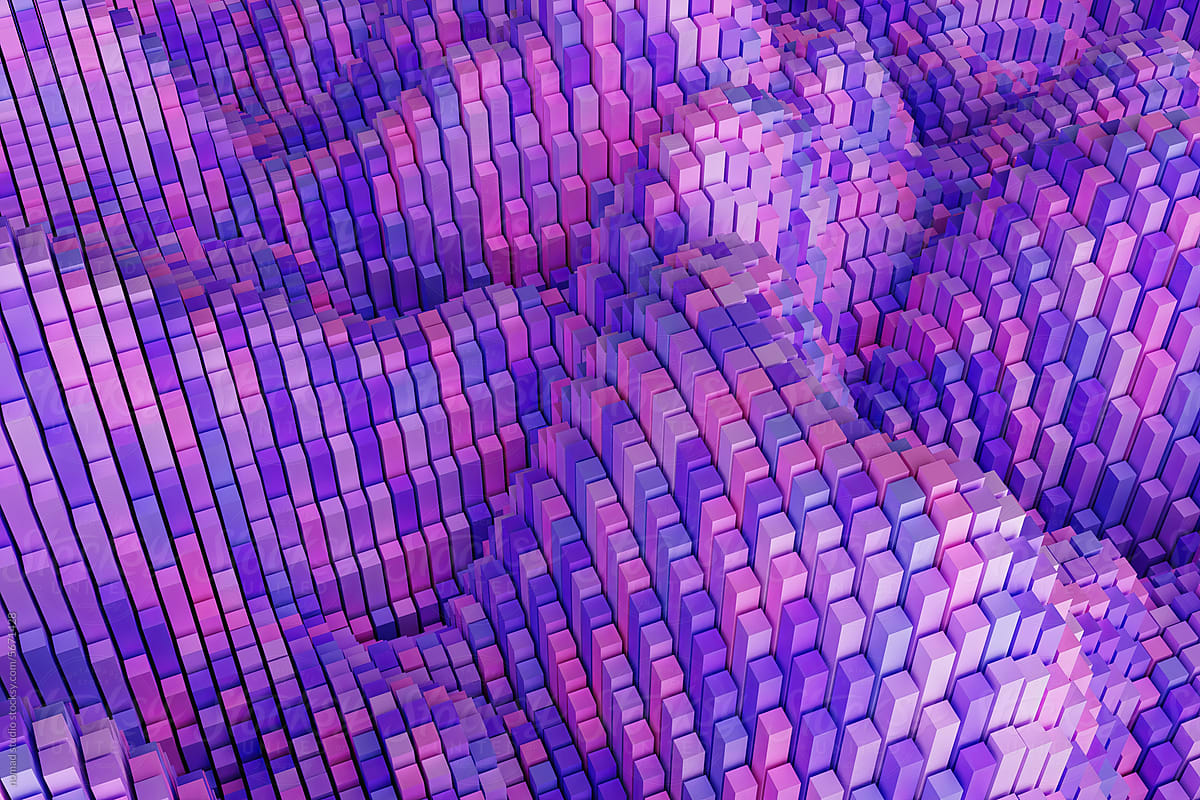 Abstract 3d rendering of chaotic colorful cubes