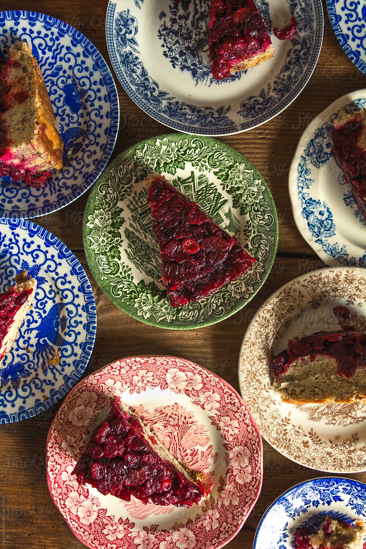 Food: Cranberry and Raspberry upside down cake slices
