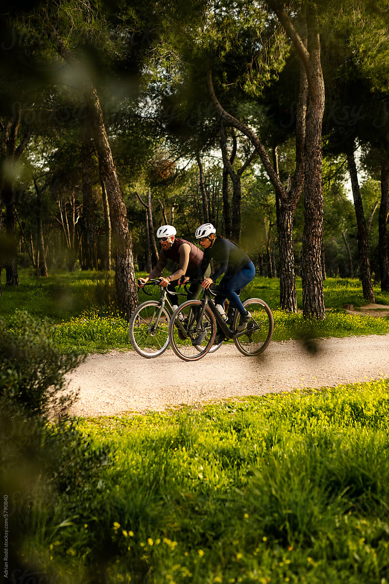 Two cyclists on gravel road