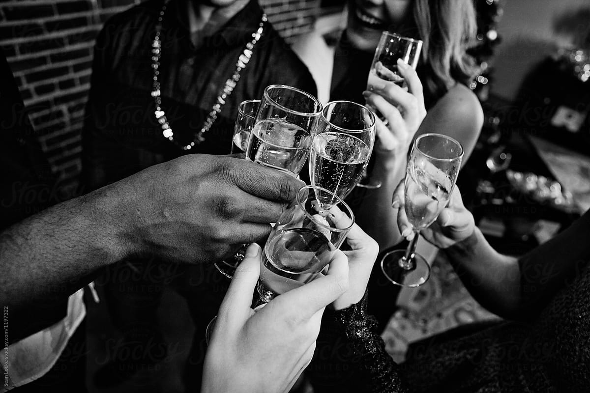 NYE: Group Of Friends Toasts The New Year