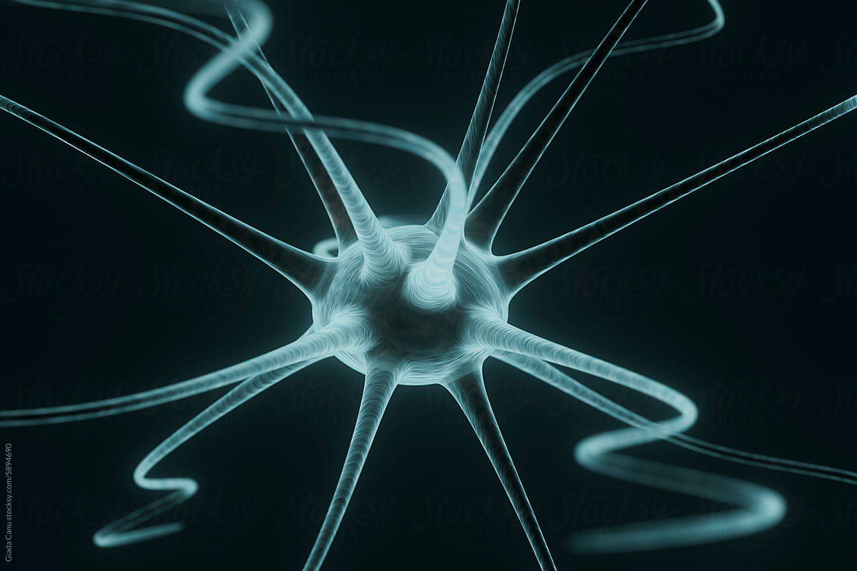 Central Neuron 3D Render in Neural Network