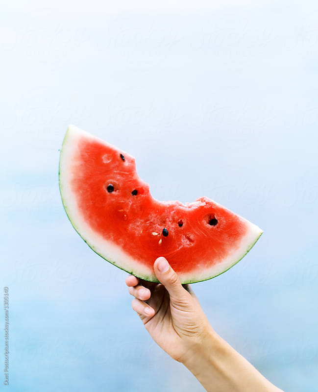 Person holding bite watermelon by Duet Postscriptum - Tasty, Watermelon ...