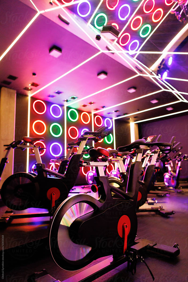 Exercise bike. Gym equipment. Fitness gear. Motivation. Spin pedals