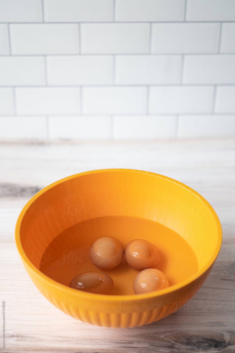 Eggs in a bowl of water