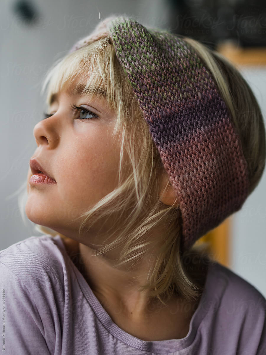 4 year old girl in a knit headband
