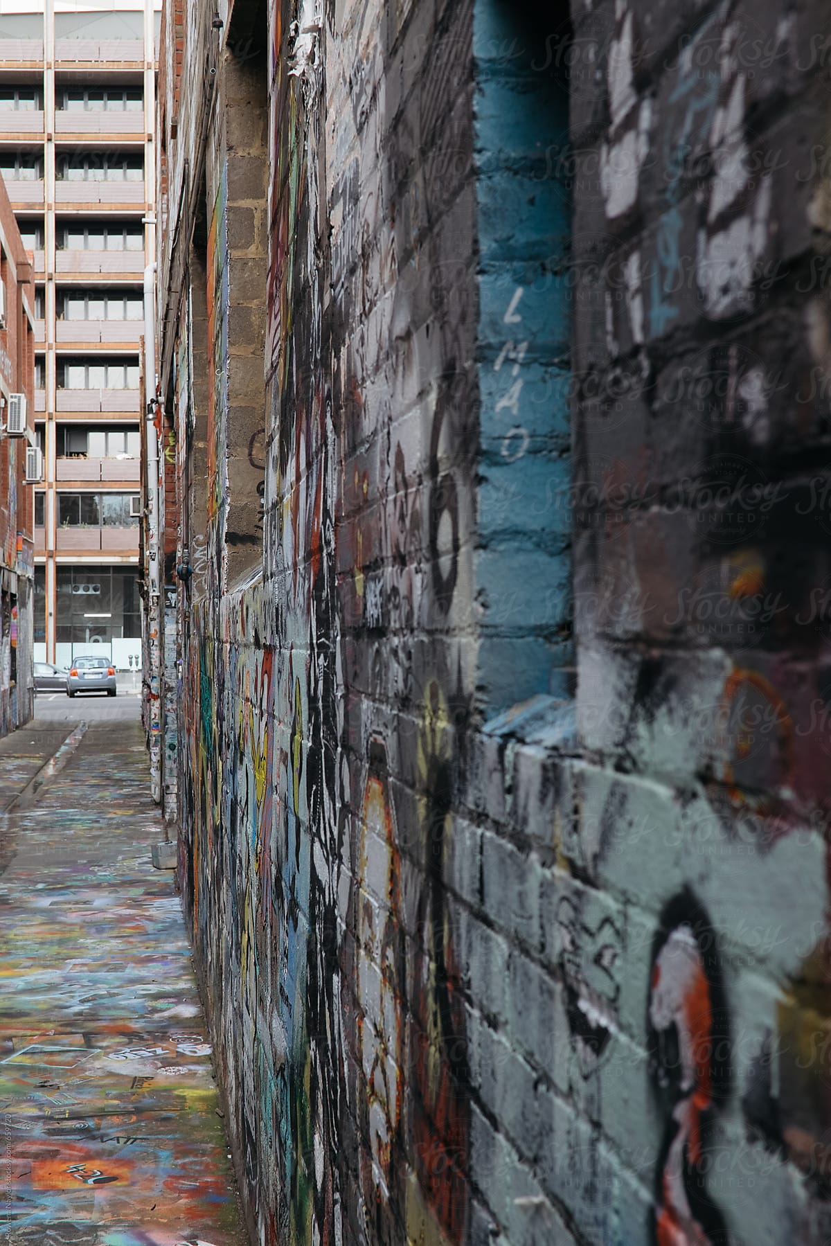 Painted laneway in inner city