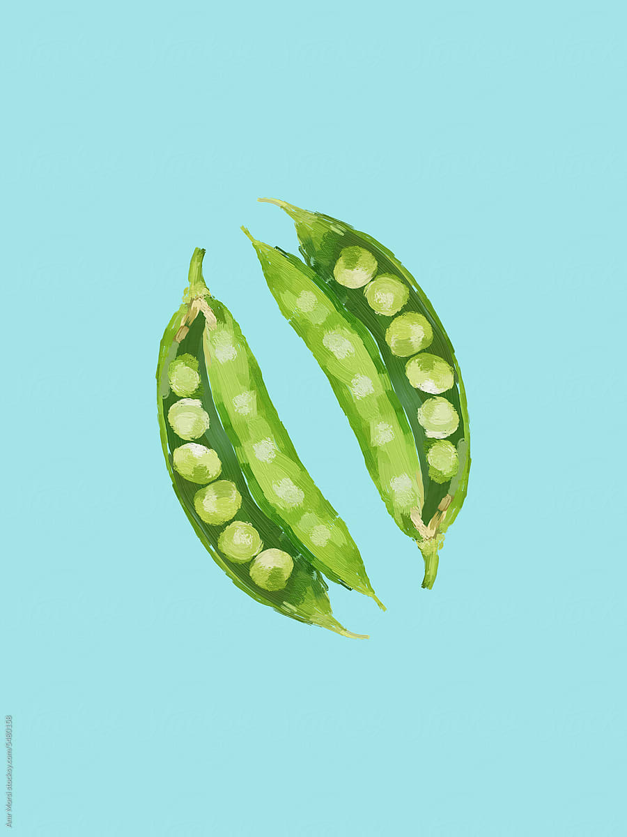 Illustration Of Two Complementary peas Merging Like A Yin And Yang