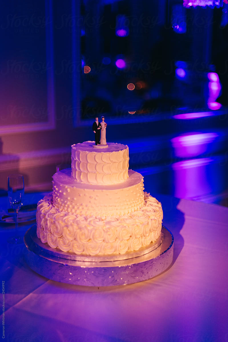 Wedding Cake In Colored Light