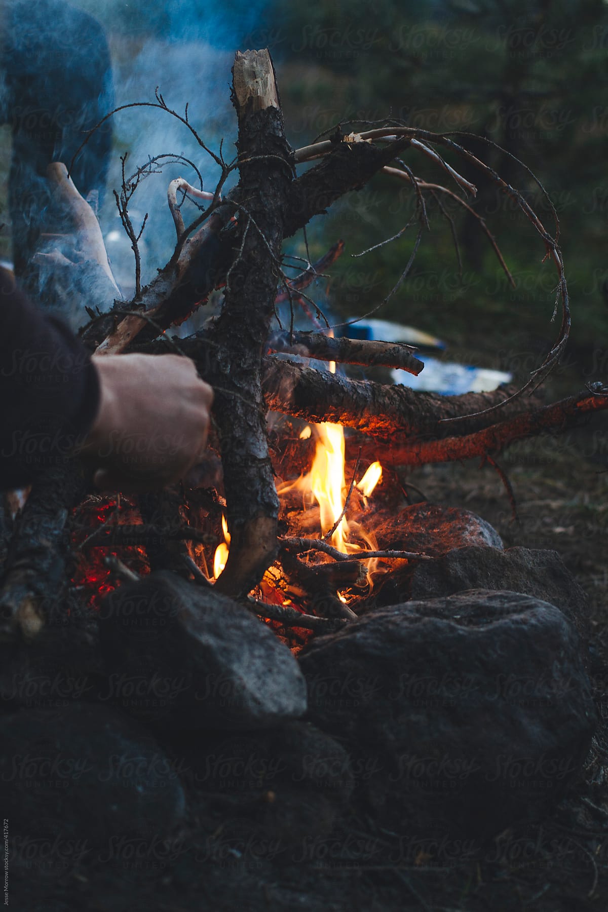 Campfire on backpacking trip
