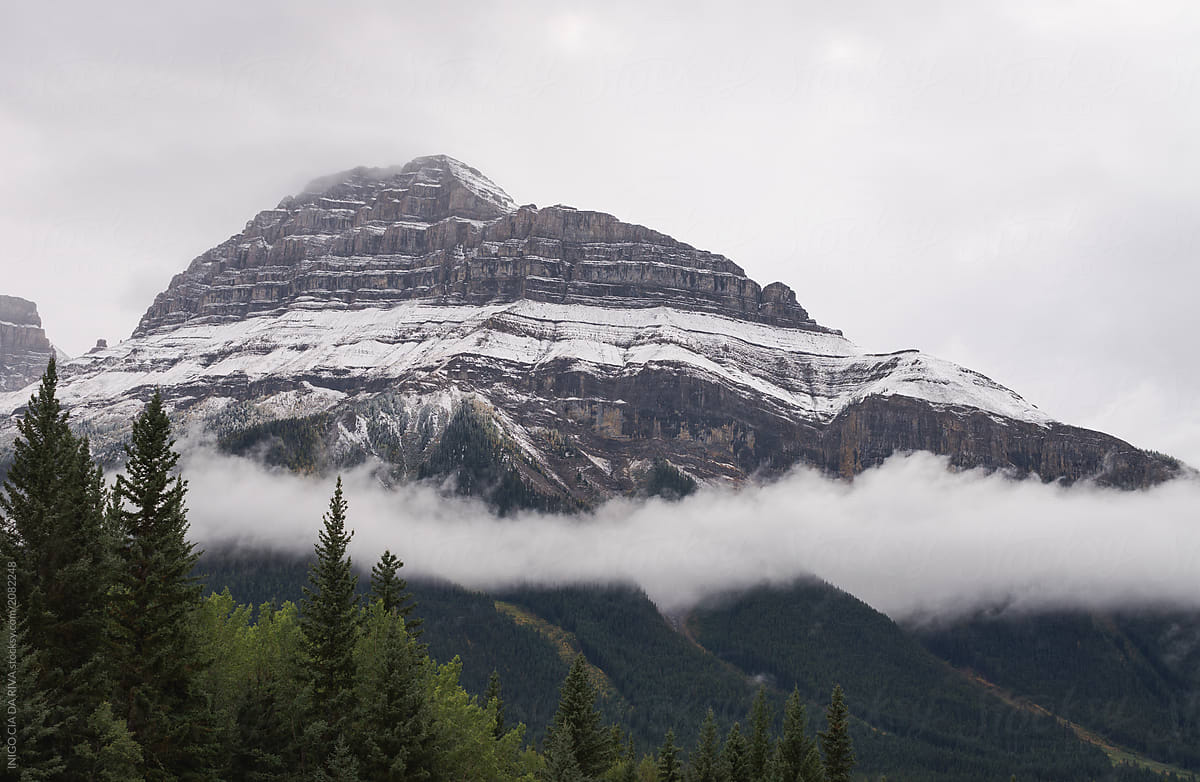 Snowy mountain peak in Banff National Park
