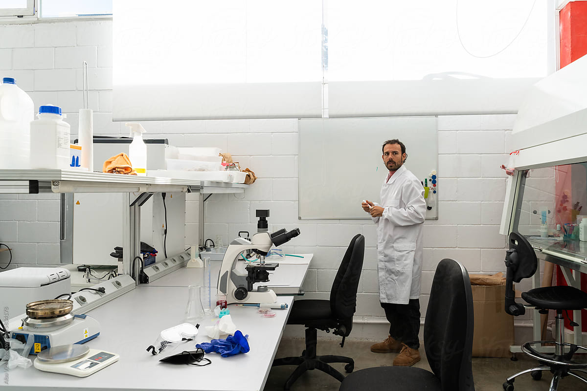scientist researcher working on biotech laboratory