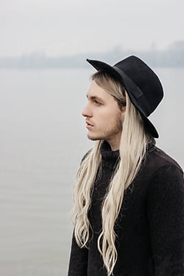 Handsome Male Model With Long Blond Hair