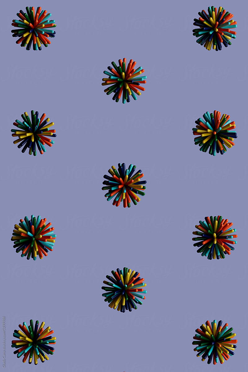 many rainbow ponpon balls