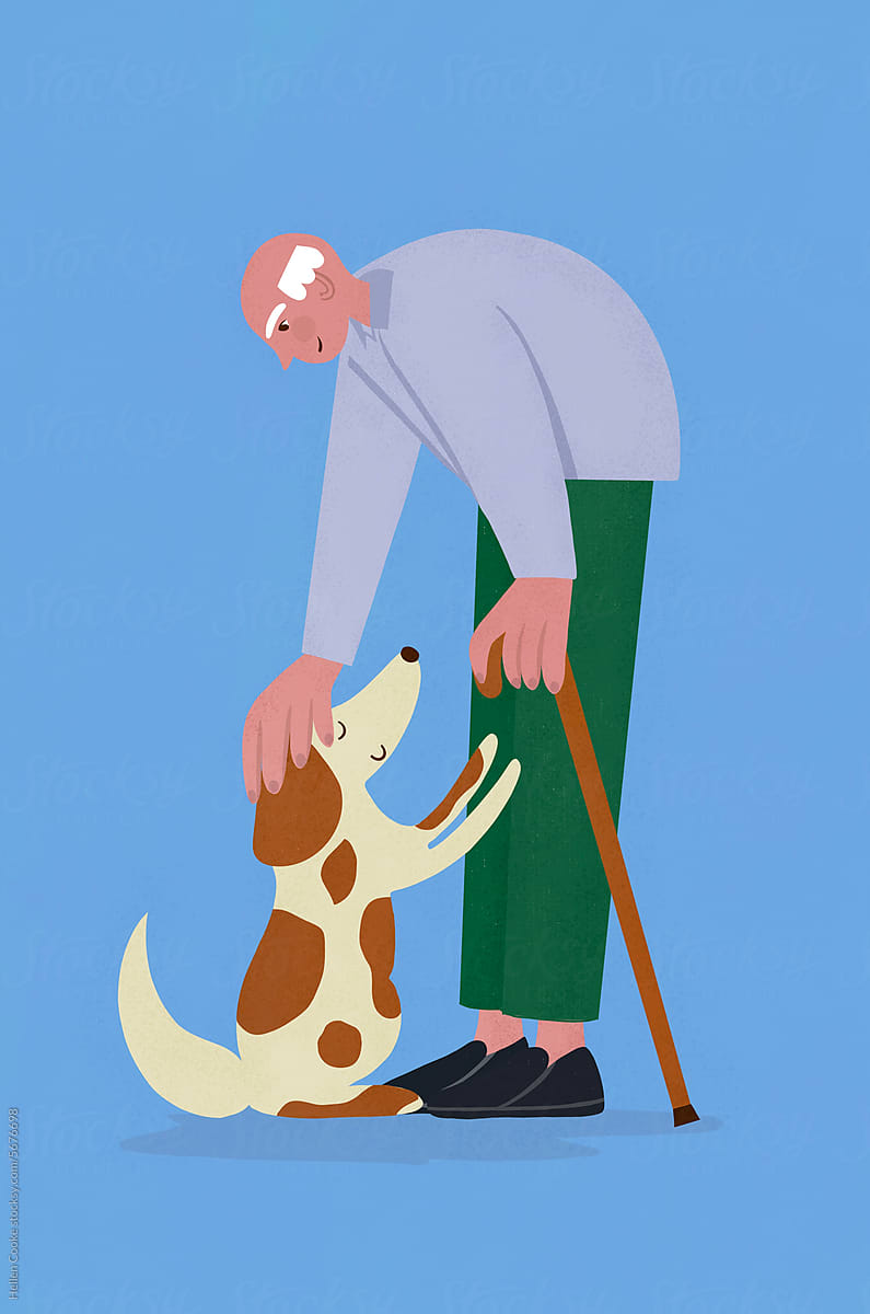 An elderly man and his dog