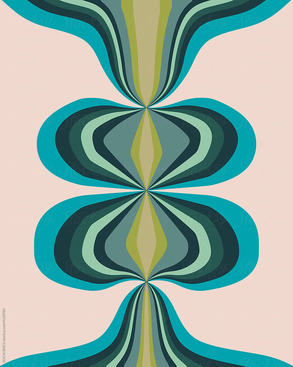 Free Flowing Abstract Pattern In Blue And Green
