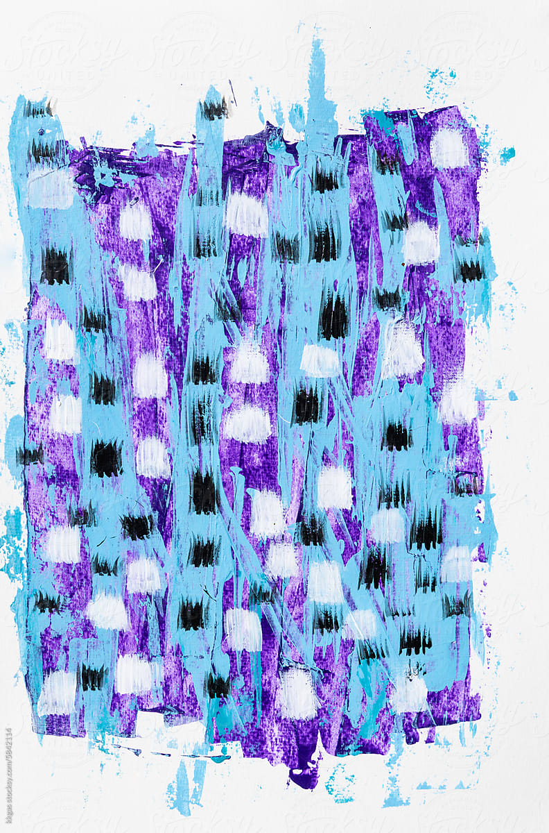 Abstract painting in tones of blue and purple
